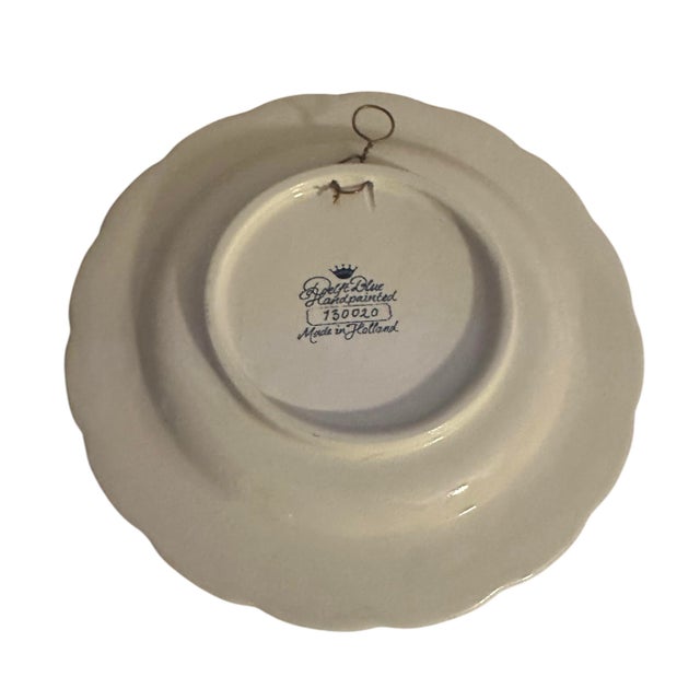 Mid 20th Century Vintage Delft Decorative Scalloped Wall Plate For Sale - Image 5 of 10