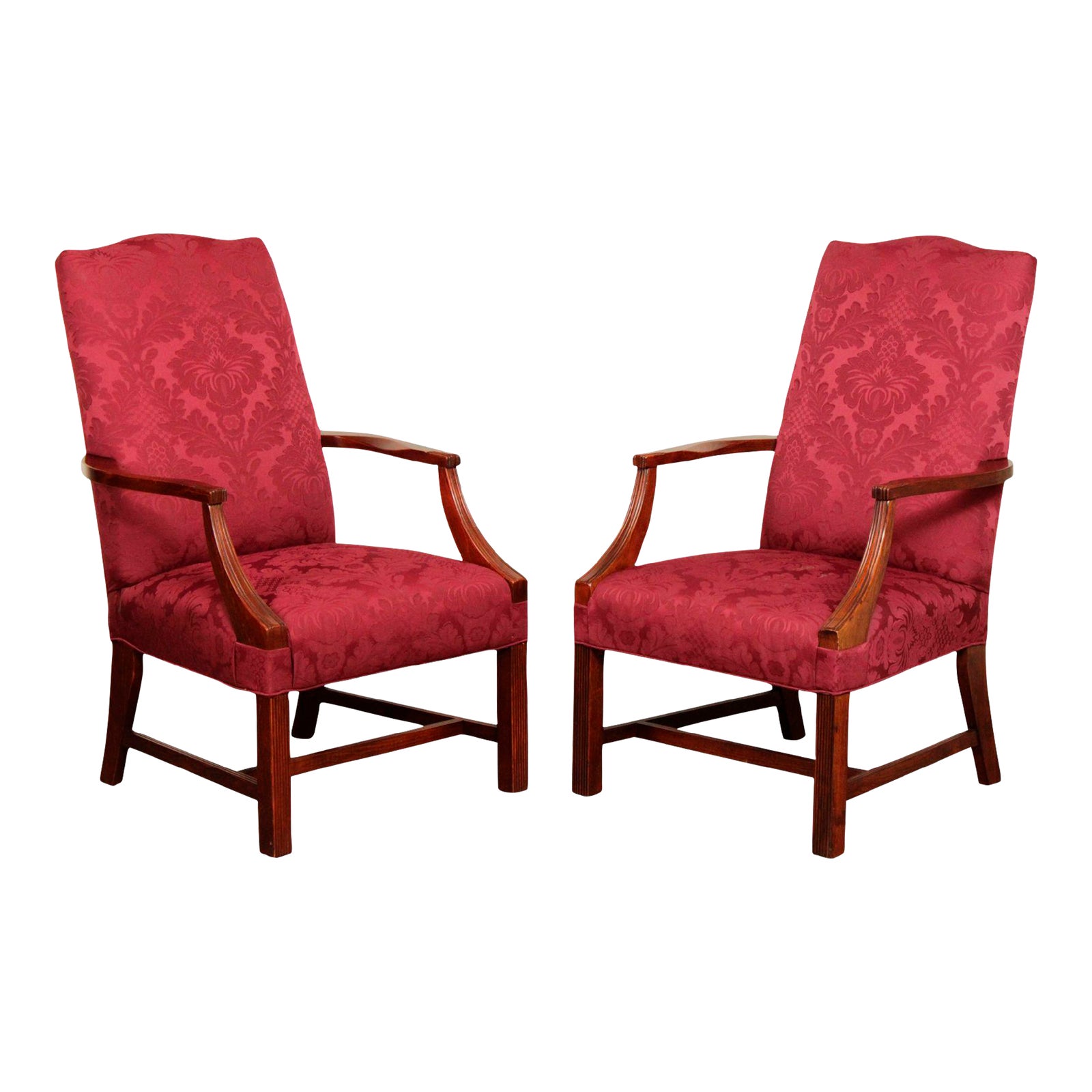 Fairfield Chippendale Style Custom Upholstered Armchairs A Pair