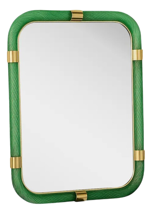 Rectangular Torciglione Wall Mirror Murano Glass in Barovier Style by Simoeng