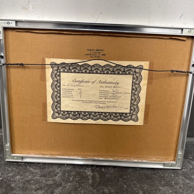 Circa 1983 Robert Marble "Alligators" Offset Lithograph + Signed Edition 631 of 750 For Sale - Image 11 of 12