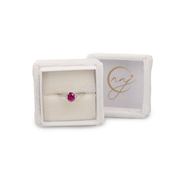 Modern Mozambique Ruby Ring With Natural Diamonds Accents: Solid 14k Gold, Oval 7x5mm For Sale - Image 3 of 10
