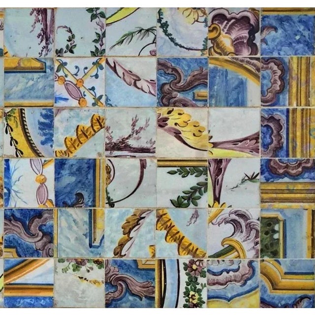 Beautiful 18th century Panel Loose Pieces Portuguese Tiles 1.93 x 0.83m 84 tiles good conditions This piece is attributed...
