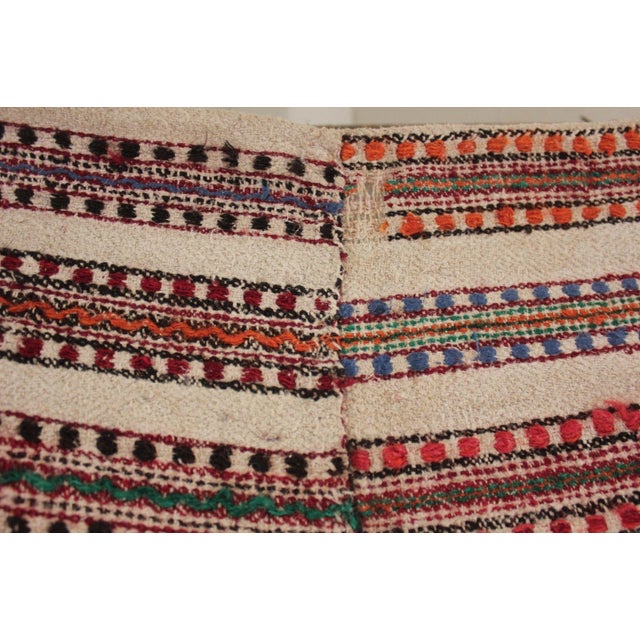 Vintage Folk Art Homespun Wool Linen Hemp Cotton Plaid Textile Throw