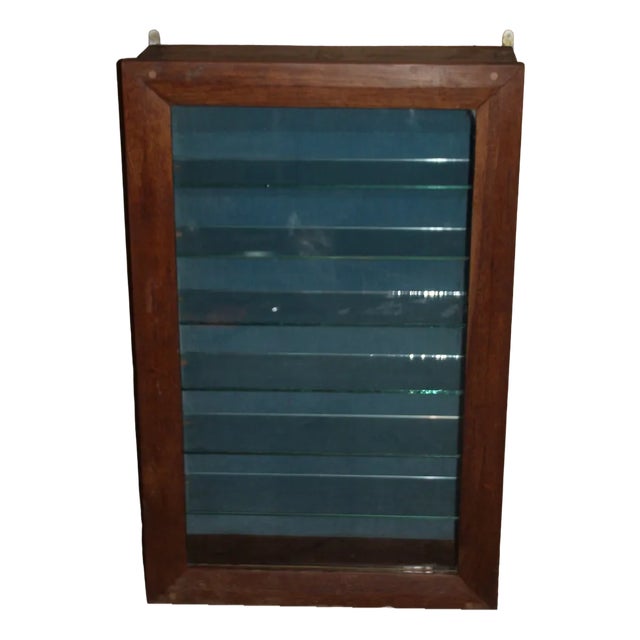 Wooden Display Cabinet with Glass Shelves For Sale