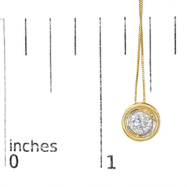 Early 21st Century 14K Yellow Gold 1 3/8 Cttw Bezel Set Round Diamond Solitaire Pendant Necklace For Sale - Image 5 of 5