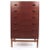 This vintage modern teak dresser features dovetail hardwood drawers with unique carved pulls. Four leg base features...