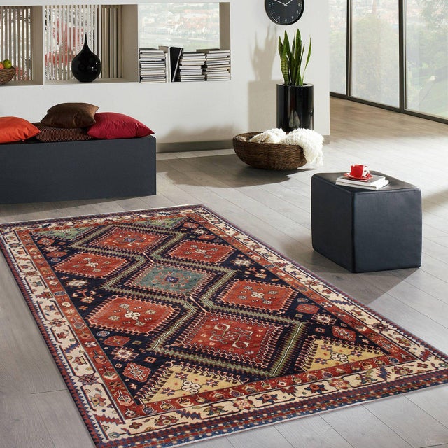 Pasargad Home Kazak Navy Wool Area Rug- 6' 8'' X 10' 3'' For Sale In New York - Image 6 of 6