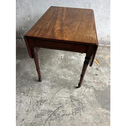 Wood Antique Drop-Leaf Side Table on Castors For Sale - Image 7 of 9