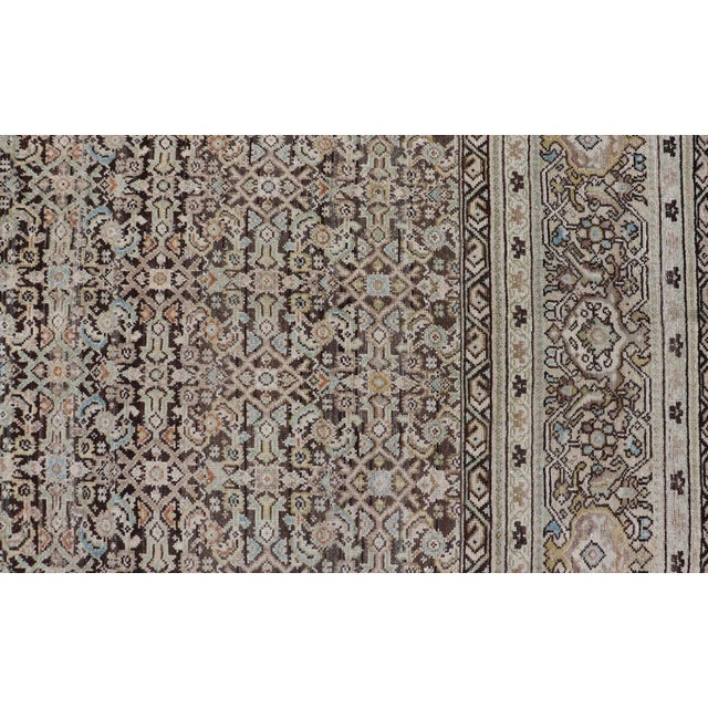 Gallery Persian Malayer All-Over Geometric Design in Lt. Blue, Tan and Green 6'3"x16'3" For Sale - Image 10 of 12