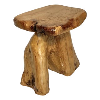 Birdseye Maple Natural Tree Stump Side Accent Table For Sale