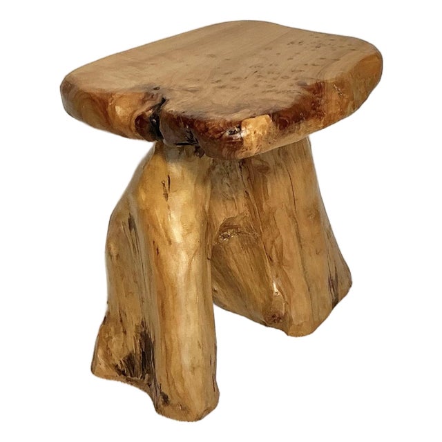 Birdseye Maple Natural Tree Stump Side Accent Table For Sale