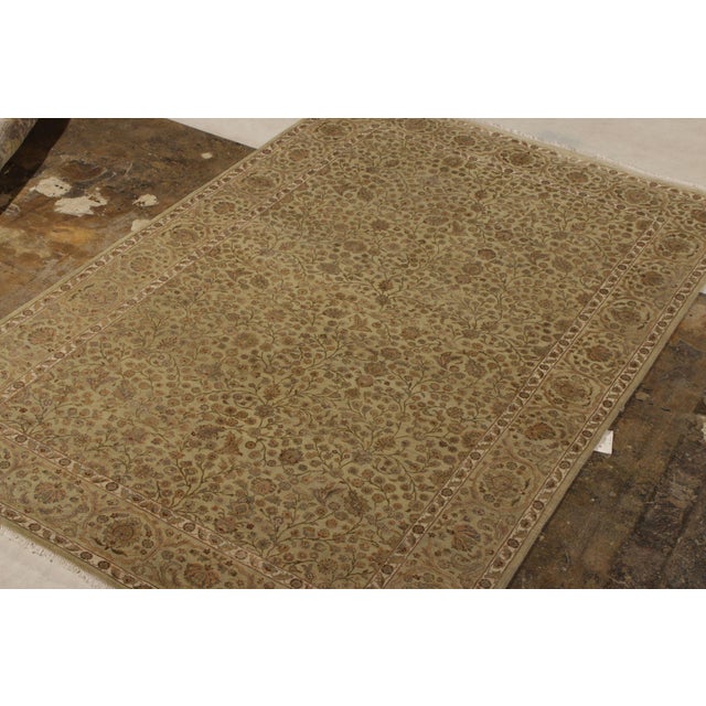 Traditional Rug & Kilim’s Tabriz Style Rug in All Over Green, Beige-Brown Floral Pattern For Sale - Image 3 of 9