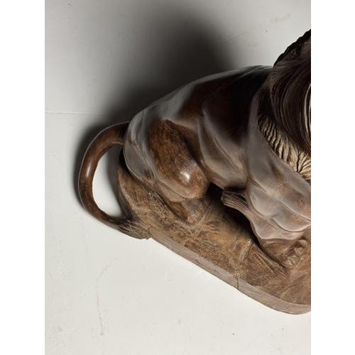Asian Carved Wood Lion Statue For Sale - Image 12 of 16