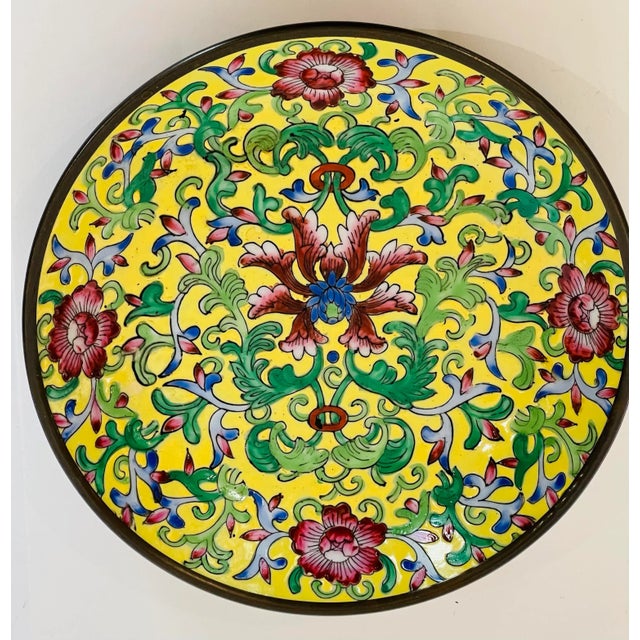 Chinoiserie Vintage Famille Noir Silver Cased Porcelain Bowl Trinket Catchall Dish For Sale - Image 3 of 8