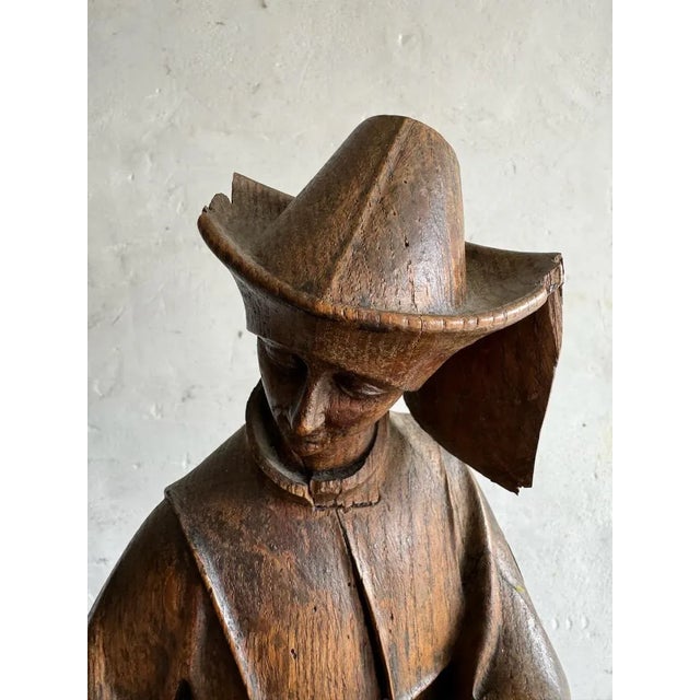 Polychrome Handcarved Wooden Statue For Sale - Image 3 of 9