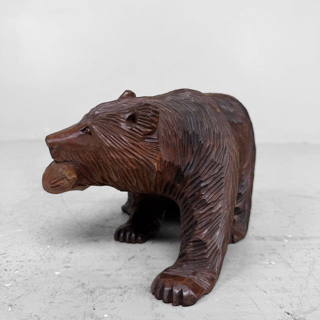 1950s Japanese Kibori Kuma Carved Wooden Bear, 1950 For Sale - Image 5 of 11
