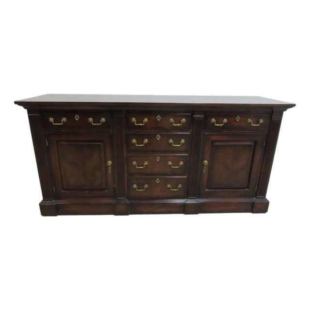 1980s Henredon French Country Distressed Buffet Cabinet Sideboard Sever For Sale