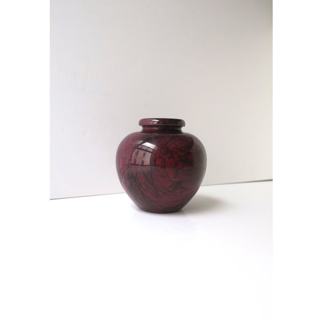 Modern Italian Marble Red Burgundy Urn Vase For Sale - Image 3 of 8