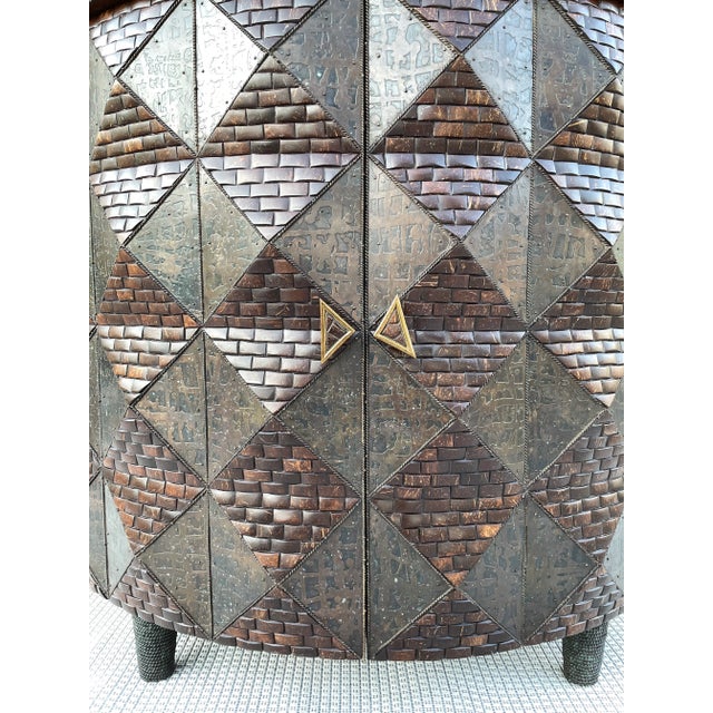 Vintage Maitland-Smith Sideboard With Hammered Copper and Tessellated Coconut Shells For Sale - Image 11 of 12