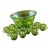 1970s Vintage Green Carnival Glass Punch Bowl Set With 12 Cups For Sale