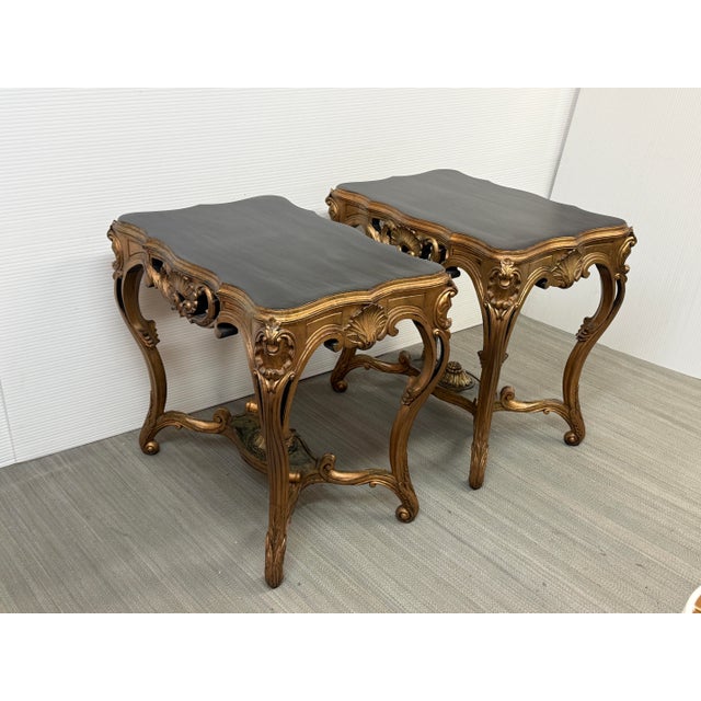 Antique Rococo Revival Giltwood Side Tables, Pair For Sale - Image 4 of 12