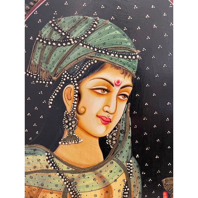 This Bani Thani Rajasthani Indian Mona Lisa hand-painted original diptych oil painting measuring 24x18 inches is a unique...