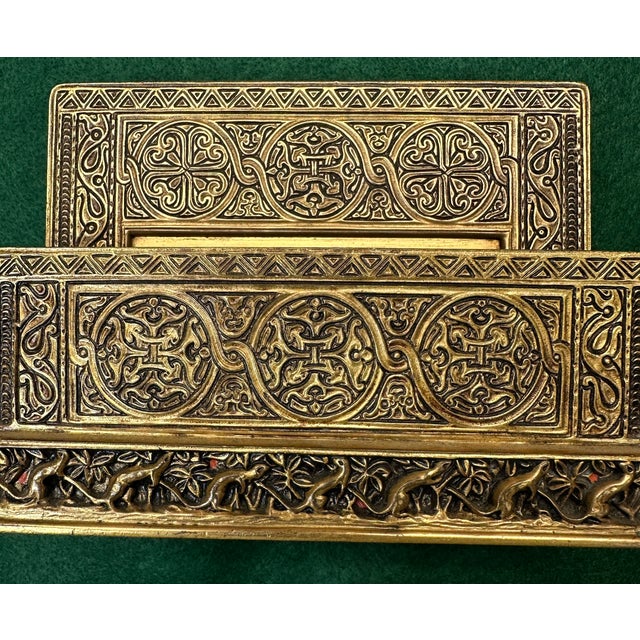 Early 20th Century Tiffany Studios New York 1643 Venetian Bronze Note Pad Holder Desk Blotter For Sale - Image 11 of 16
