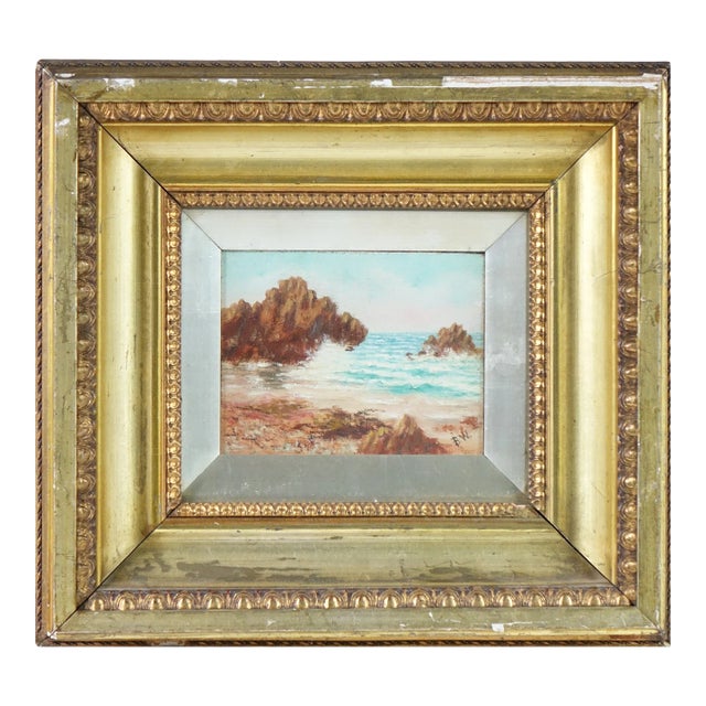 19th Century, Seascape, Original Oil on Canvas Painting, Signed, Framed For Sale