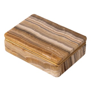 Vintage Italian Onyx Stone Box, 1960 For Sale