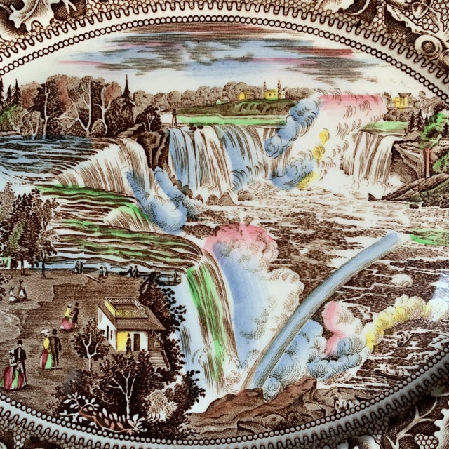 Historic America brown multicolor Niagara Falls platter. Discontinued pattern. Really lovely piece for use or display.