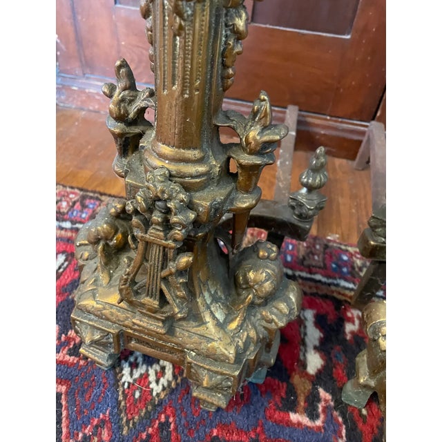 19th Century French Bronze Adirons For Sale - Image 4 of 7