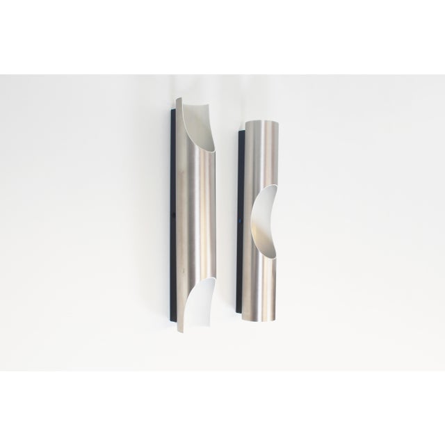 Vintage Brushed Metal Fuga Wall Lamps from Raak Amsterdam, 1970s, Set of 2 For Sale - Image 9 of 9