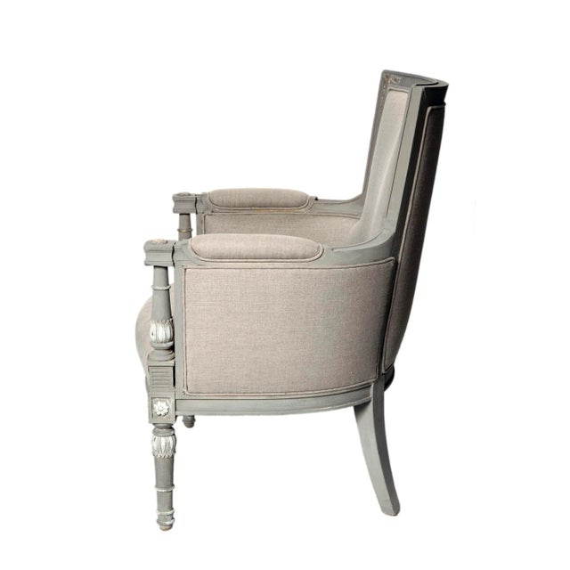 1960s Hand Carved French Bergère Chair For Sale - Image 4 of 10