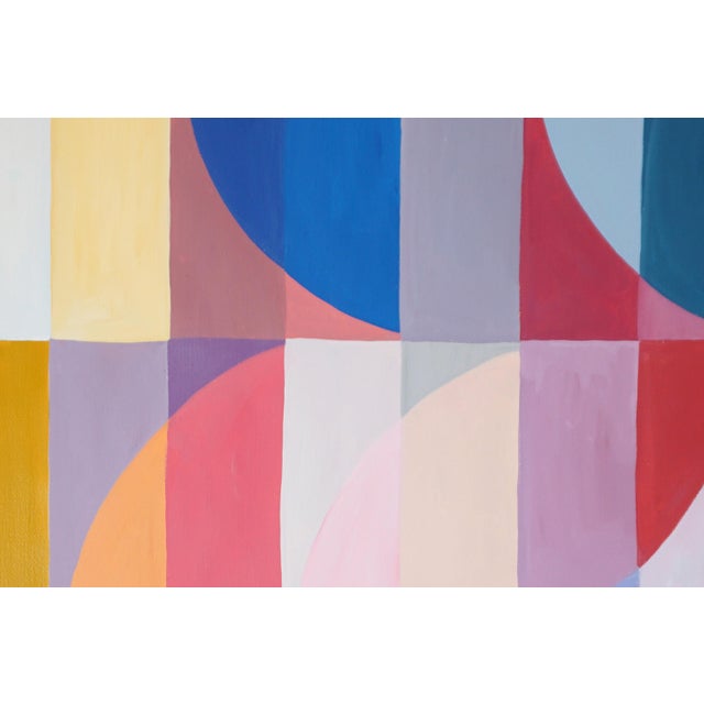 Yellow 2026, Original Painting Bauhaus Diptych, Moonlight Mirrors, Colorful Grid on Watercolor Paper by Natalia Roman For Sale - Image 8 of 10