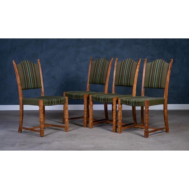 Brutalist Vintage Brutalist Oak Dining Chairs by Henning Kjærnulf, 1960s, Set of 4 For Sale - Image 3 of 6