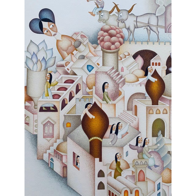 Printmaking Materials David Sharir, Israeli Modern City of David Lithograph David Sharir For Sale - Image 7 of 11