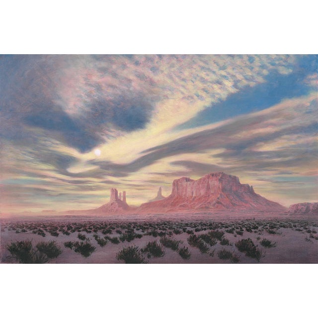 Valley of the Rocks by Mark Harrison | Oil on linen Landscape of rocky formations at sunset For Sale