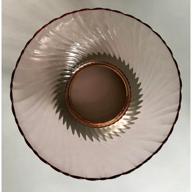 Postmodern 1980's Arcoroc French Pink Swirl Glass Bowl on Stand For Sale - Image 3 of 5