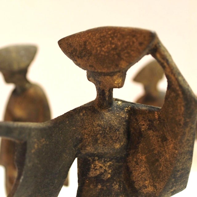 These 3 mid-century modern dancing Japanese geisha girl figures are a great addition to any decor. Bronze with signs of...