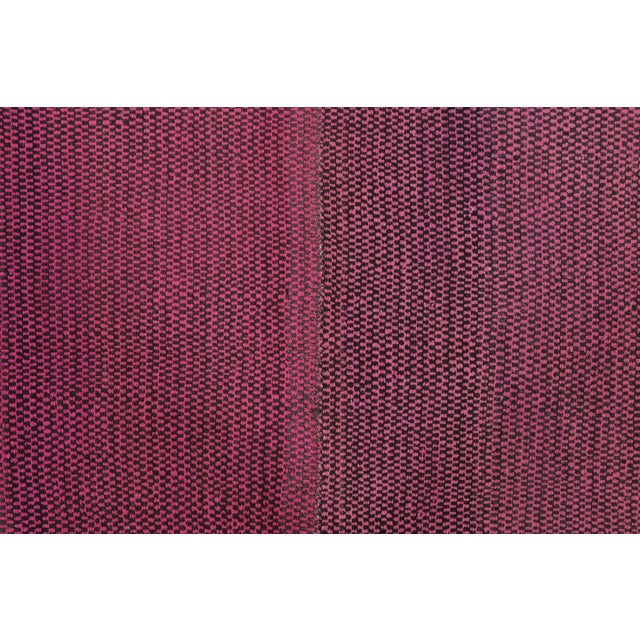 Traditional Vintage Frazada Kilim in Pink and Black Geometric Striped Pattern - Rug & Kilim For Sale - Image 3 of 7