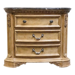 American Drew Rustic European Bleached Ash 37" Three Drawer Nightstand W. Granite Top 121-421 For Sale