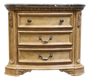 American Drew Rustic European Bleached Ash 37" Three Drawer Nightstand W. Granite Top 121-421