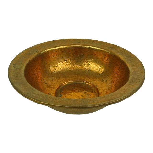 Vintage Gold Metal Bowl From Scandia Present For Sale
