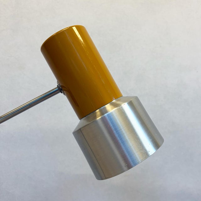 Mustard Enamelled Metal and Aluminium Adjustable Desk Lamp from Prova, Italy, 1970s For Sale - Image 4 of 11