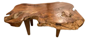 Andrianna Shamaris Single Slab Live Edge Teak Wood Coffee Table