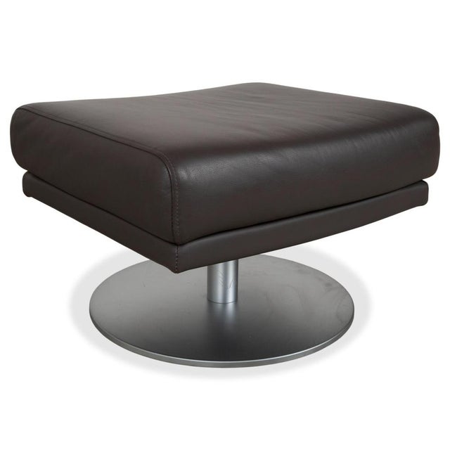 Set of Armchair and Ottoman in Black Leather from Rolf Benz For Sale - Image 5 of 18