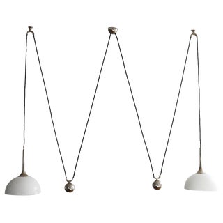 Posa 22 Counterweight Pendant Lamp in Nickel & Porcelain by Florian Schulz, 1980s For Sale