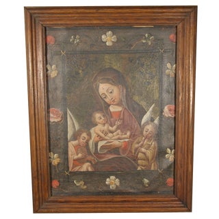 Hispanic School Artist, Virgin and Child, Late 1700s, Oil on Canvas For Sale