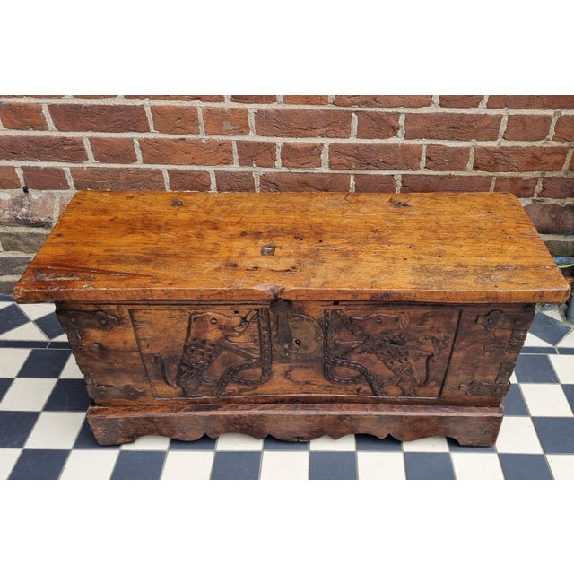 Small Carved Walnut Coffer, Early 16th Century For Sale - Image 8 of 11
