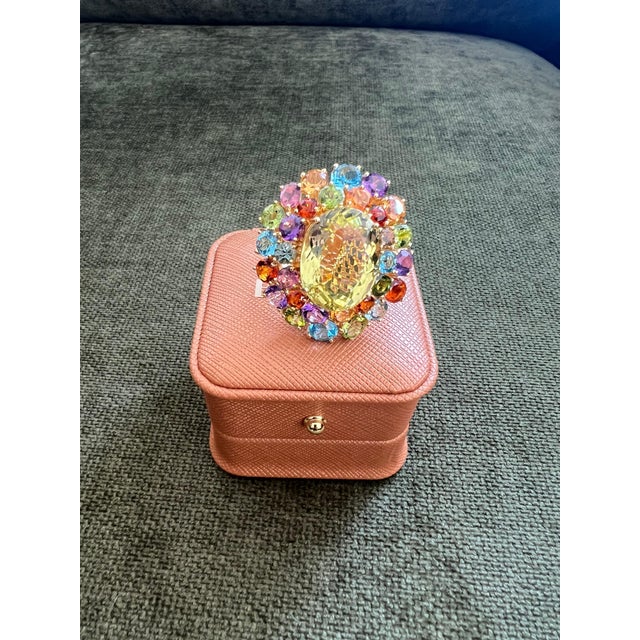 Late 20th Century Bochic "Orient" Vintage Amethyst, Lemon Quartz & Citrine Ring Set In 18K Gold & Silver For Sale - Image 5 of 18